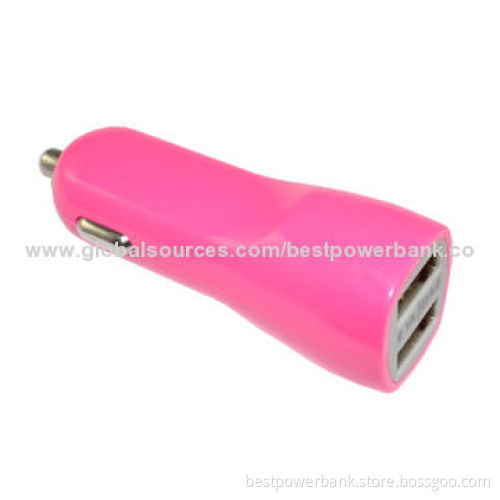 Electric Type and Mobile Phone Use USB Car Chargers, 5V/2.1A Output, Made of ABS